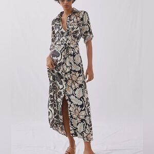 Anthropologie OMIKA Palma Button Down shirt dress Riya Cream Size XS